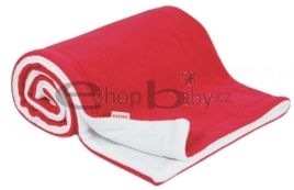 Deka fleece 70 x 100 cm s výšivkou Emitex červená/bílá DOPRODEJ