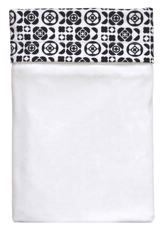 Deka microfleece/bavlna 70x100 cm s výšivkou Emitex bílá / černobílé květiny DOPRODEJ