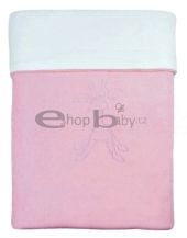 Deka microfleece/bavlna 70x100 cm s výšivkou Emitex růžová/bílá DOPRODEJ