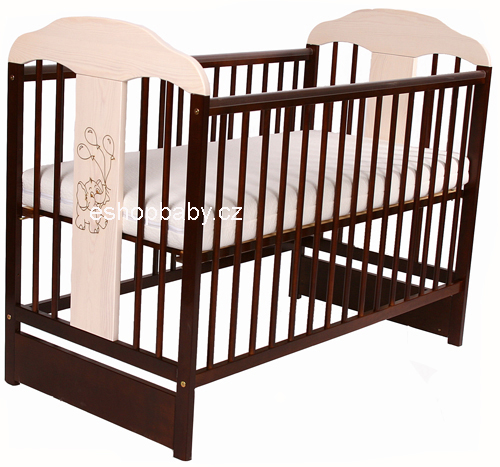 Tomi XIV Slon postýlka borovice 120x60 ořech/transparent