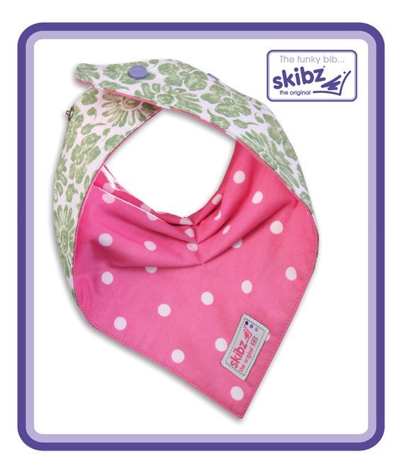 Skibz Doublez tkaná bavlna šátek green floral/polka dot pink
