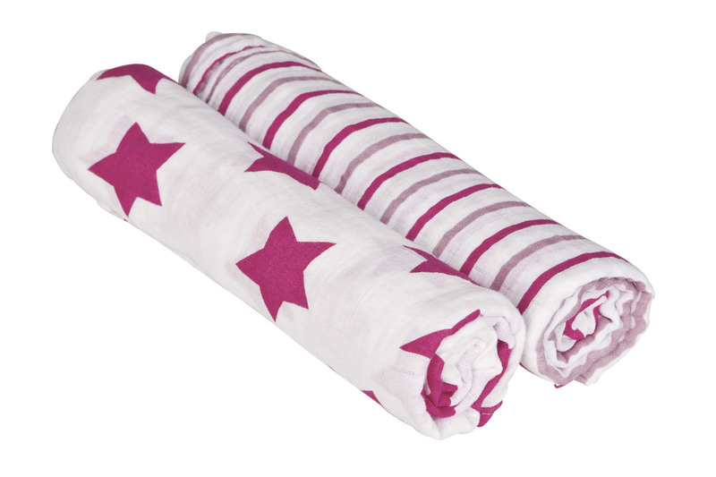 Lässig Swaddle blanket 120x120 stars strips girls