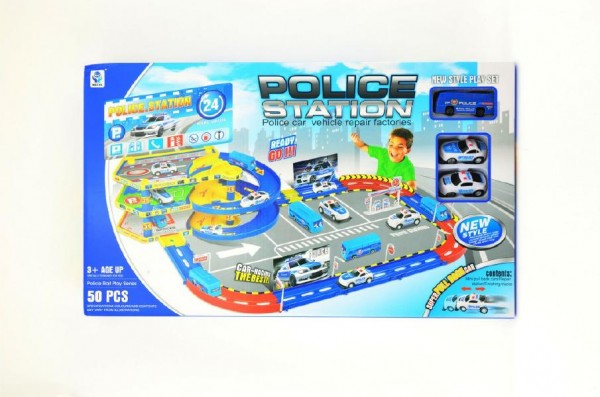 Garáž/Policejní stanice s dráhou plast 50ks v krabici