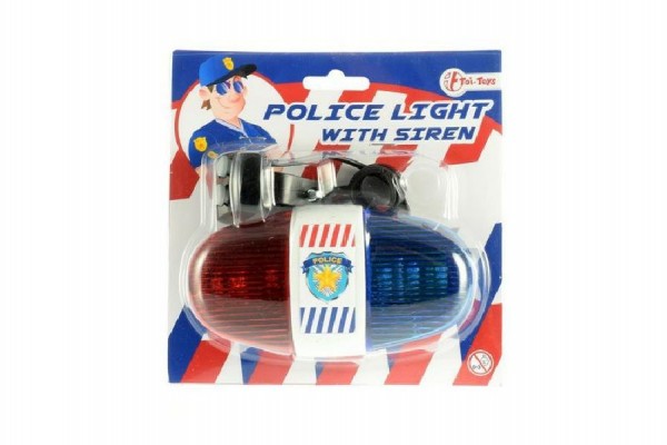 Policejní světlo na kolo plast 13cm na baterie se zvukem na kartě
