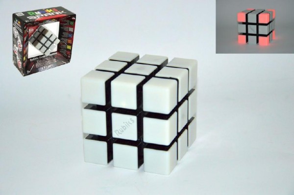 Rubikova kostka hlavolam 9x9x9cm plast 6 her na baterie se zvukem se světlem v krabici