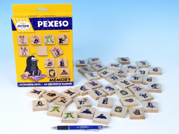 Pexeso Krtek společenská hra 40 dřevěných kamenů v krabici 17x25x2cm