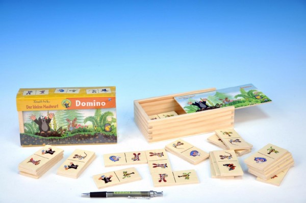 Domino Krtek dřevo společenská hra 28 dílků v dřevěné krabičce