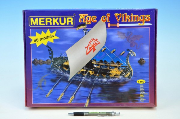 Stavebnice MERKUR Age of Vikings 40 modelů 1350ks v krabici 36x27x5,5cm