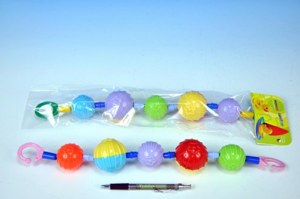 Řetěz/zábrana barevné koule plast 40cm asst v sáčku 0m+