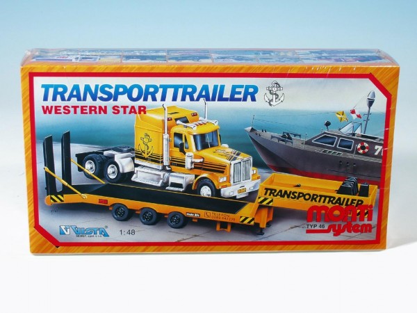 Stavebnice Monti 46 Transport Trailer Western Star 1:48 v krabici 32x20,5x7,5cm
