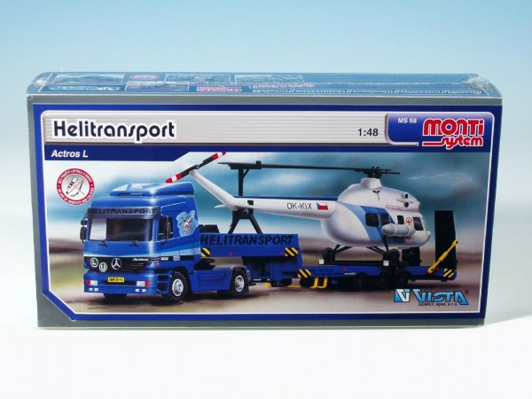 Stavebnice Monti 58 Actros L-MB Helitransport 1:48 v krabici 32x20,5x7,5cm