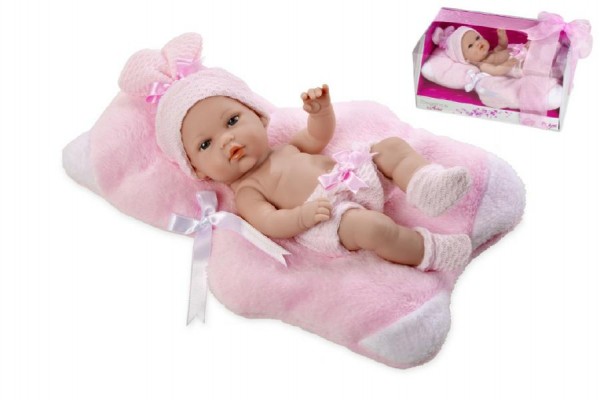 Panenka/miminko vonící 33cm růžové pevné tělo v krabici Arias
