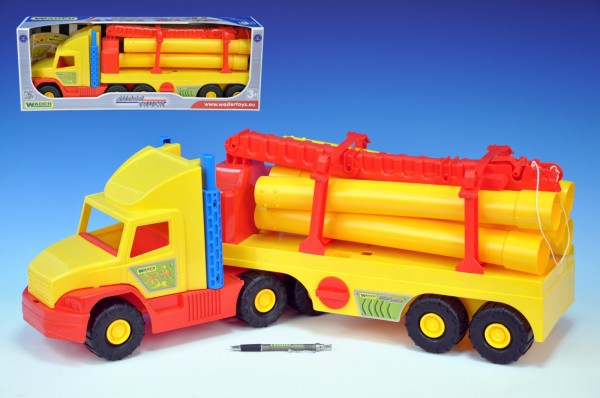 Auto Super Truck stavební s rourami Wader 76cm asst 2 barvy v krabici