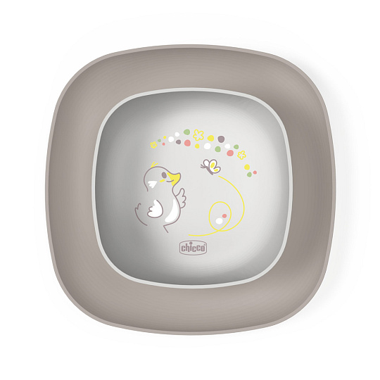 CHICCO Set jídelní - miska a talíř grey 12m+ CHICCO Set jídelní - miska a talíř grey 12m+