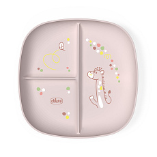 CHICCO Talíř dělený pink 12m+ CHICCO Talíř dělený pink 12m+