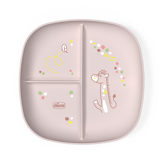 CHICCO Talíř dělený pink 12m+ CHICCO Talíř dělený pink 12m+