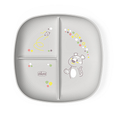 CHICCO Talíř dělený grey 12m+ CHICCO Talíř dělený grey 12m+