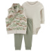 CARTER'S Set 3dílná vesta, tepláky, body dl. rukáv Green Camo chlapec 9m