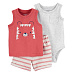 CARTER'S Set 3dílný body bez rukávů, tílko, kraťasy Red Tiger kluk 3m