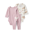 CARTER'S Set 3dílný body dl. rukáv 2 ks, kalhoty pink Deer dívka 6m/vel.68