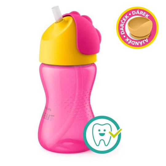 Philips AVENT Hrneček s ohebným brčkem 300 ml dívka+dárek PETITE&MARS Miska 6m+