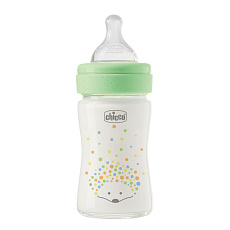 CHICCO Kojenecká skleněná láhev Perfect Easy 150 ml, pomalý silikonový průtok, neutrální, 0m+