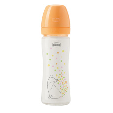 CHICCO Kojenecká skleněná láhev Perfect Easy 240 ml, pomalý silikonový průtok, pro dívky, 0m+ CHICCO Kojenecká skleněná láhev Perfect Easy 240 ml, pomalý silikonový průtok, pro dívky, 0m+