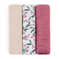 PETITE&MARS Sada plen bambusová mušelínová 3ks Moussy Pink Meadow 68 x 68 cm