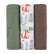 PETITE&MARS Sada plen bambusová mušelínová 3ks Moussy Forest Fox 68 x 68 cm PETITE&MARS Sada plen bambusová mušelínová 3ks Moussy Forest Fox 68 x 68 cm