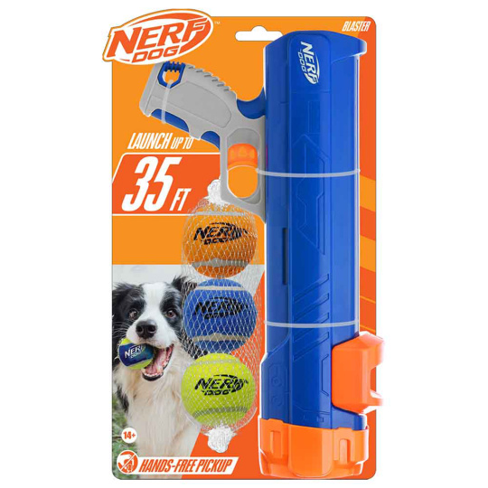 NERF DOG Hračka pro psy Blaster 30 cm bez klipu na míček + 3 ks pískacích tenisových míčků 5 cm NERF DOG Hračka pro psy Blaster 30 cm bez klipu na míček + 3 ks pískacích tenisových míčků 5 cm