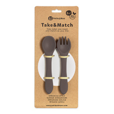 PETITE&MARS Příbor silikonový Take&Match Bitter Cocoa 6m+ PETITE&MARS Příbor silikonový Take&Match Bitter Cocoa 6m+