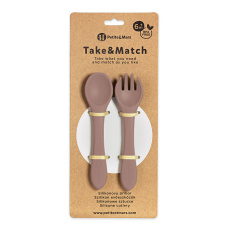PETITE&MARS Příbor silikonový Take&Match Velvet Latte 6m+ PETITE&MARS Příbor silikonový Take&Match Velvet Latte 6m+