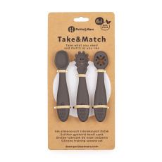 PETITE&MARS Set 3 ks silikonových tréninkových lžiček Take&Match Bitter Cocoa 6m+ PETITE&MARS Set 3 ks silikonových tréninkových lžiček Take&Match Bitter Cocoa 6m+