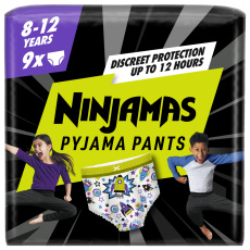 PAMPERS Kalhotky plenkové Ninjamas Pyjama Pants Kosmické lodě, 9 ks, 8 let, 27kg-43kg