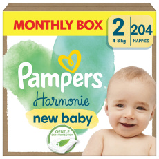 PAMPERS Pleny jednorázové Harmonie Baby vel. 2, 204 ks, 4kg-8kg