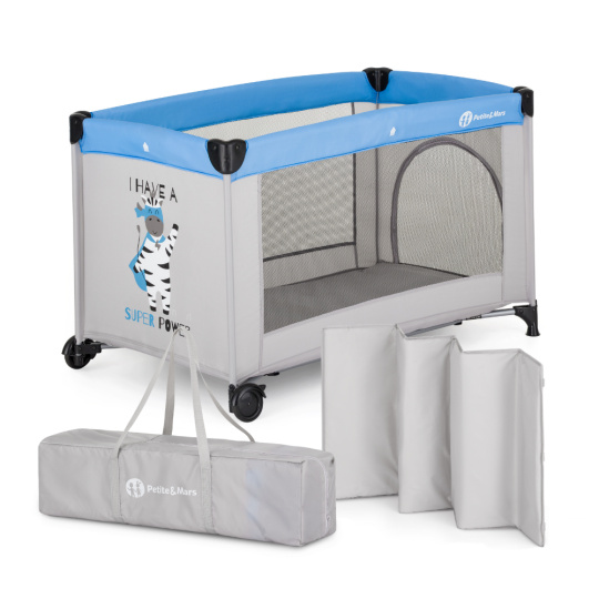 PETITE&MARS Postýlka cestovní Koot - Zebra Super Power PETITE&MARS Postýlka cestovní Koot - Zebra Super Power