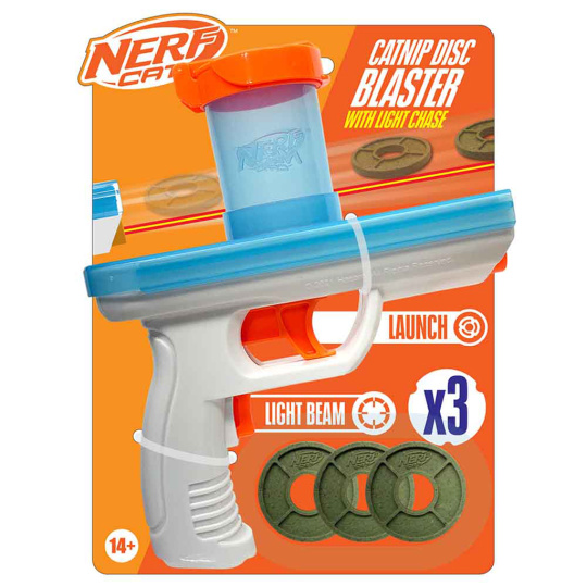 NERF CAT Hračka pro kočky Catnip blaster s 3 ks catnip disků 20 cm NERF CAT Hračka pro kočky Catnip blaster s 3 ks catnip disků 20 cm