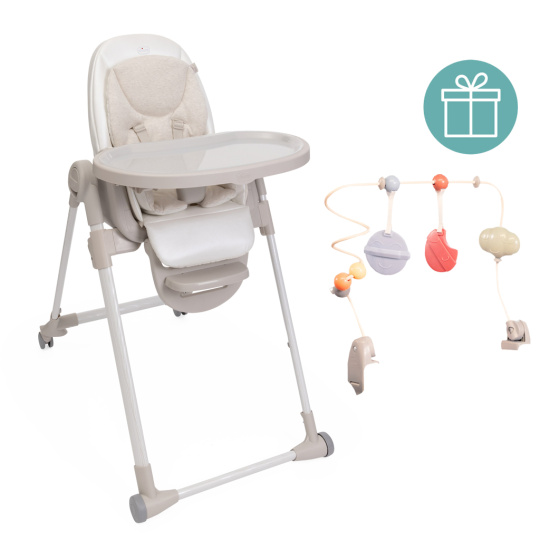 CHICCO Židlička jídelní Polly Armonia - Mother Pearl + Hrazdička Rainbow