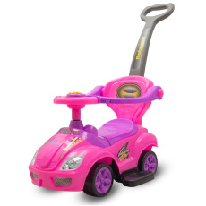 Dětské odrážedlo s vodící tyčí 3v1 Baby Mix Mega Car růžové