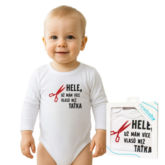 Body s potiskem New Baby Více vlasů než taťka - dárkové balení