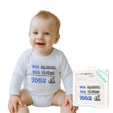 Body s potiskem New Baby 50% MAMINKA + 50% TATÍNEK - 100% JÁ modré - dárkové balení