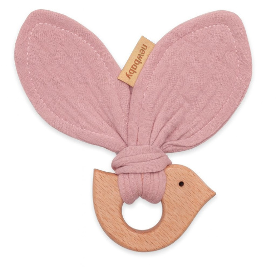 Dětské kousátko s ptáčkem New Baby Bird pink