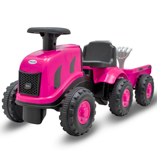 Dětské odrážedlo traktor s vlečkou Benny Baby Mix růžový
