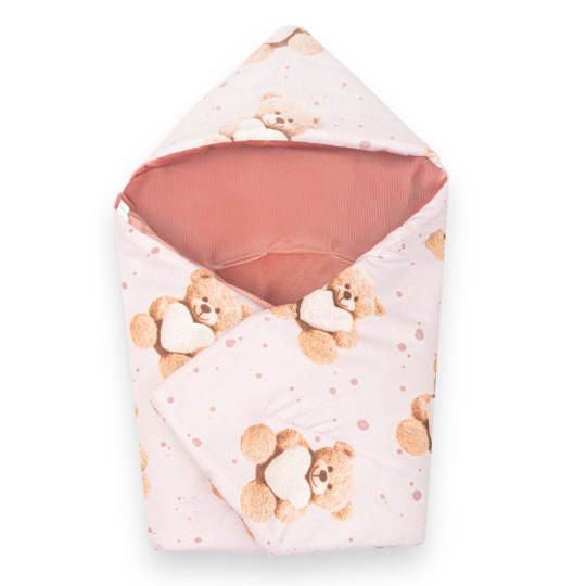 Zateplená zavinovačka do autosedačky New Baby Love Teddy Bear pink Zateplená zavinovačka do autosedačky New Baby Love Teddy Bear pink