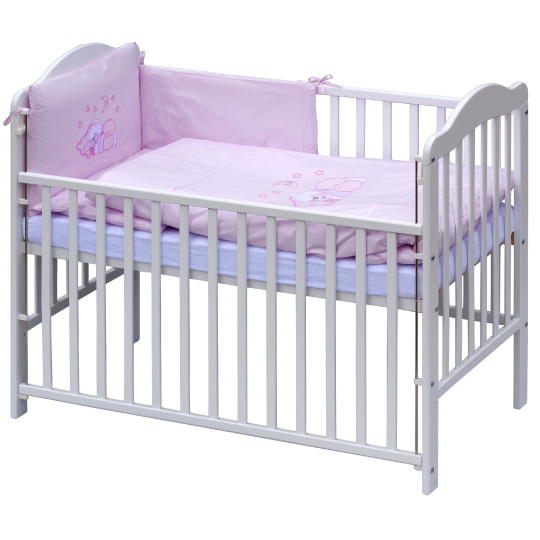 Scarlett Dětská postýlka s kompletní výbavou Scarlett 120 x 60 cm - Měsíček - růžová