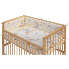 Dětská postýlka se stahovací bočnicí - přírodní ECO - 120x60 cm s kompletní výbavou Mráček Barva soupravy: Mráček béžový Dětská postýlka se stahovací bočnicí - přírodní ECO - 120x60 cm s kompletní výbavou Mráček Barva soupravy: Mráček béžový