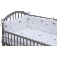 Dětská postýlka se stahovací bočnicí - šedá - 120x60 cm s kompletní výbavou Decentní motiv Barva soupravy: Krena