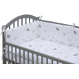 Dětská postýlka se stahovací bočnicí - šedá - 120x60 cm s kompletní výbavou Decentní motiv Barva soupravy: Krena