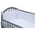 Dětská postýlka se stahovací bočnicí - šedá - 120x60 cm s kompletní výbavou Decentní motiv Barva soupravy: Luka
