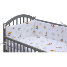 Dětská postýlka se stahovací bočnicí - šedá - 120x60 cm s kompletní výbavou Decentní motiv Barva soupravy: Gona